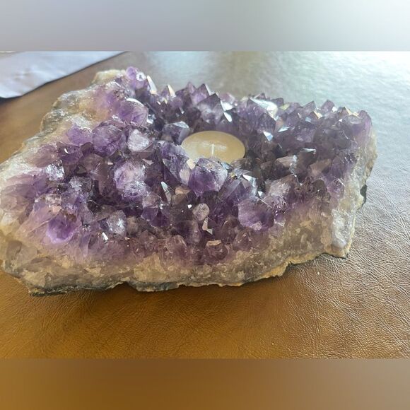 Real Purple Amethyst Candle Holder Accents - Picture 4 of 4